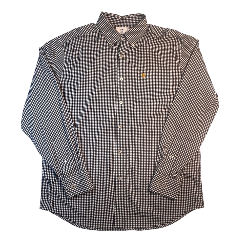 Southern Tide Intercoastal Gingham Performance Shirt Navy White Mens Large 22361